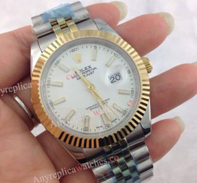 Two Tone Rolex Jubilee Band Datejust II Mens Watch White Face